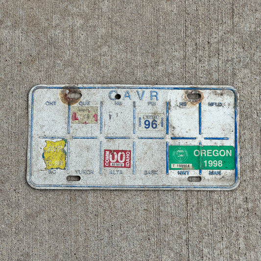 Photo of a 1982 Canada Reciprocity Prorate Bingo Sticker License Plate Auto Tag Garage Decor Vintage CAVR with original patina