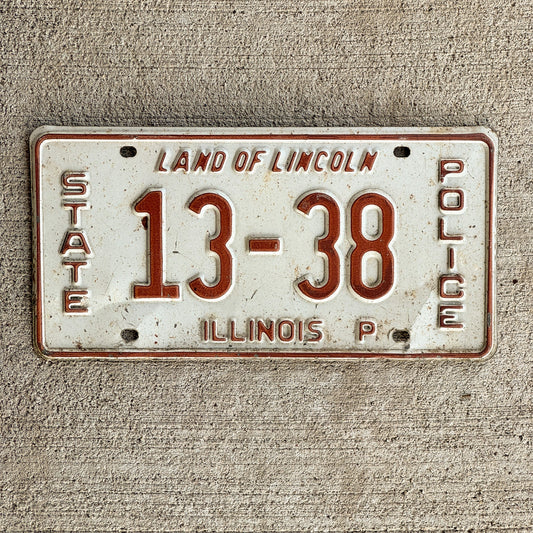 Photo of a 1982 Illinois State Police License Plate Auto Tag Garage Decor Vintage Tag 1 Patrol Cop Trooper 13-38