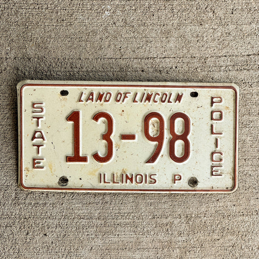 Photo of a 1982 Illinois State Police License Plate Auto Tag Garage Decor Vintage Tag 1 Patrol Cop Trooper 13-98