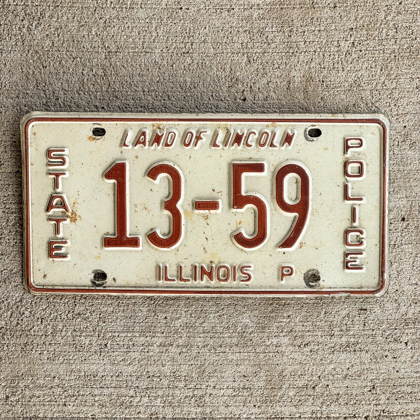 Photo of a 1982 Illinois State Police License Plate Auto Tag Garage Decor Vintage Tag 2 Patrol Cop Trooper 13-59