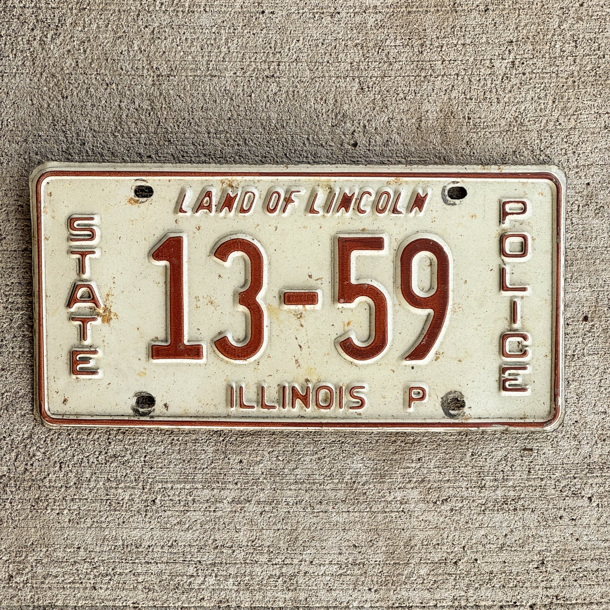 Photo of a 1982 Illinois State Police License Plate Auto Tag Garage Decor Vintage Tag 2 Patrol Cop Trooper 13-59
