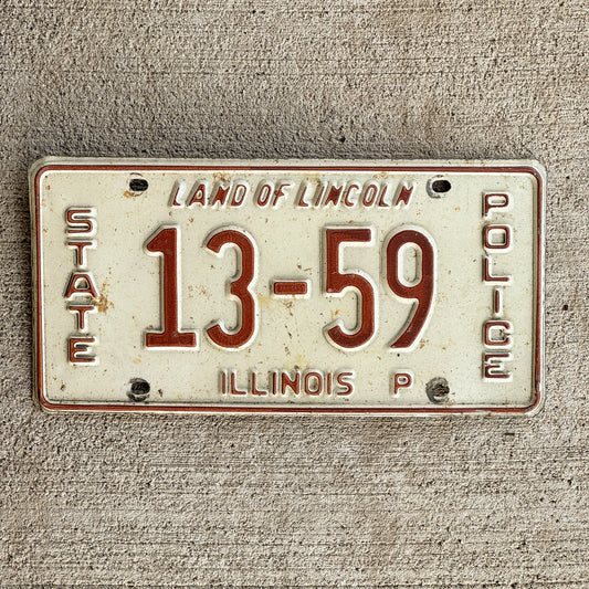 Photo of a 1982 Illinois State Police License Plate Auto Tag Garage Decor Vintage Tag 2 Patrol Cop Trooper 13-59