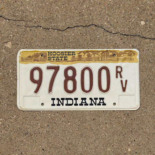 Photo of a 1982 Indiana RV License Plate Auto Tag Garage Decor Vintage 97800