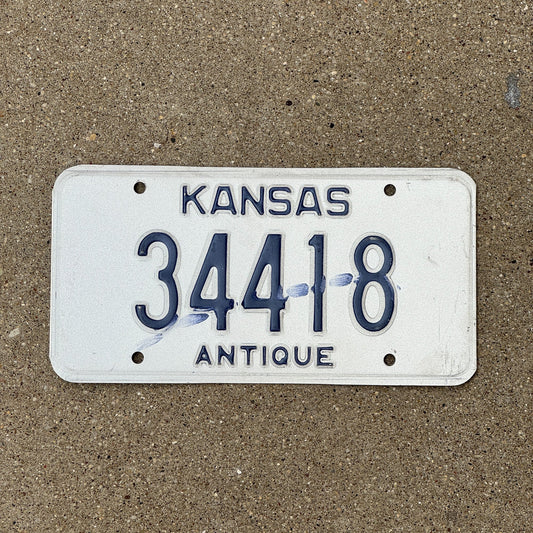 Photo of a 1982 Kansas Antique Vehicle Error License Plate Auto Tag Garage Decor Vintage Misprint 34418