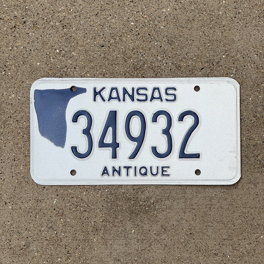 Photo of a 1982 Kansas Antique Vehicle Error / Test License Plate Auto Tag Garage Decor Vintage Misprint 34932