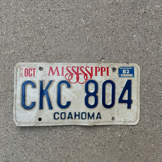 Photo of a 1982 Mississippi License Plate Auto Tag Garage Decor Vintage Coahoma County CKC 804