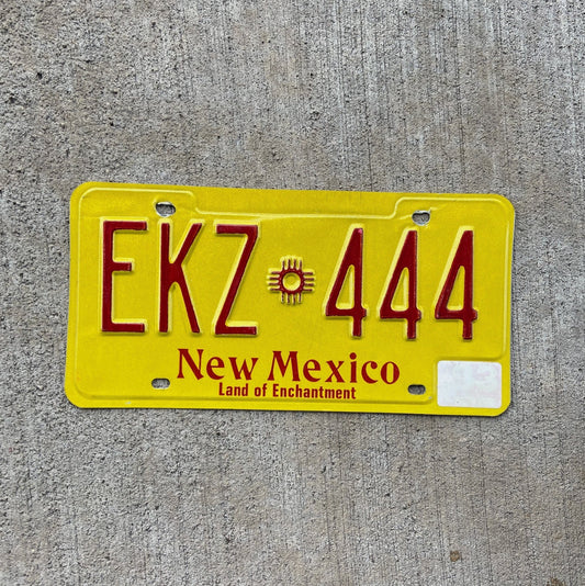Photo of a 1982 New Mexico License Plate Auto Tag Garage Decor Vintage Repeat Repeating EKZ 444 with original patina