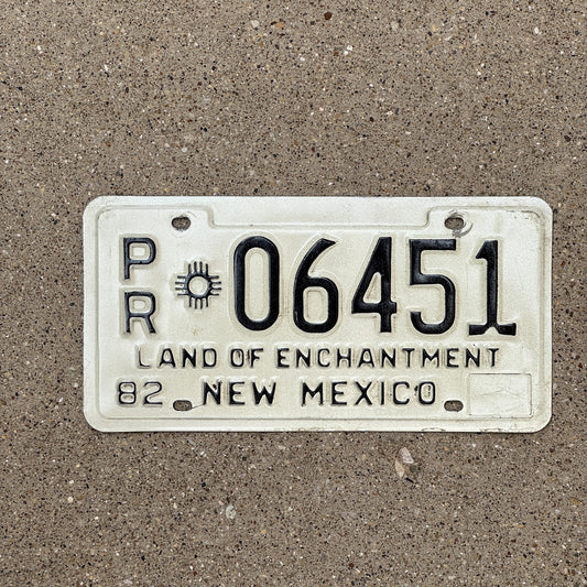 Photo of a 1982 New Mexico Pro Rate Truck License Plate Auto Tag Garage Decor Vintage PR 06451