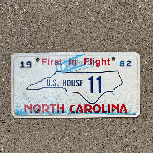 Photo of a 1982 North Carolina US House License Plate Auto Tag Garage Decor Vintage Congress 11