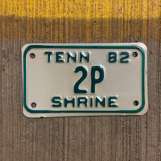 Photo of a 1982 Tennessee Shrine Motorcycle License Plate Auto Tag Garage Decor Vintage 2P with original patina