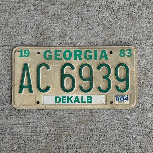 Photo of a 1983 1984 Georgia Trailer License Plate Auto Tag Garage Decor Vintage AC 6939 with original patina