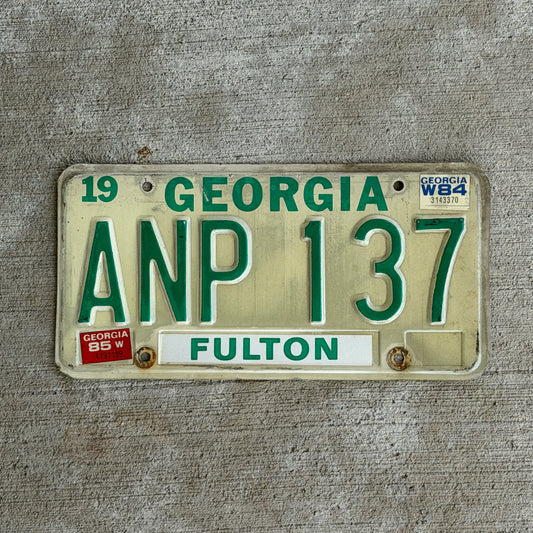 Photo of a 1983 1985 Georgia License Plate Auto Tag Garage Decor Vintage ANP 137 with original patina