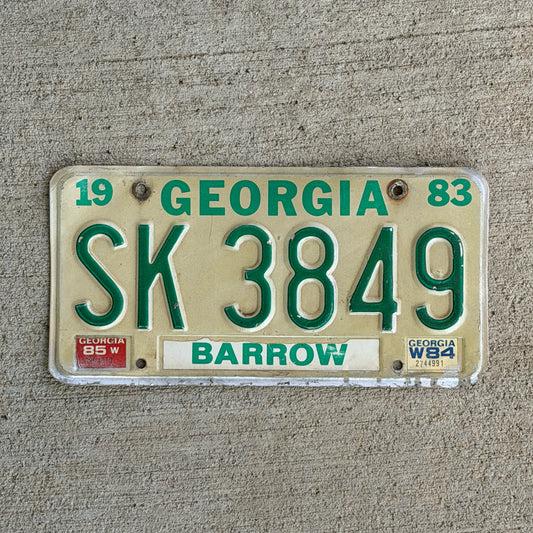 Photo of a 1983 1985 Georgia Truck License Plate Auto Tag Garage Decor Vintage SK 3849 with original patina