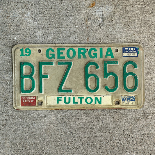 Photo of a 1983 1986 Georgia License Plate Auto Tag Garage Decor Vintage BFZ 656 with original patina