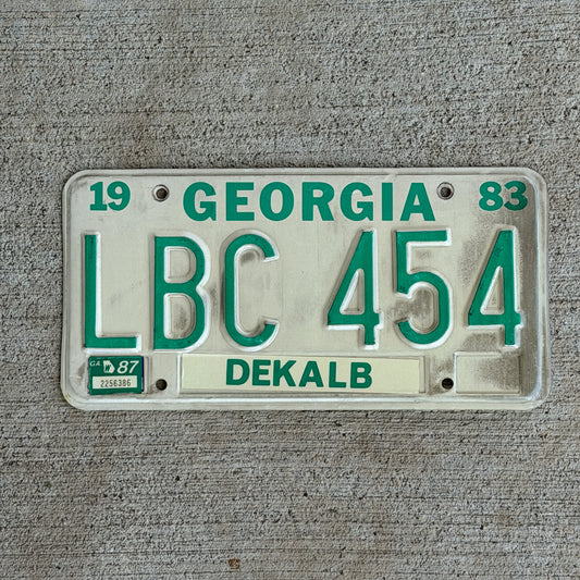 Photo of a 1983 1987 Georgia License Plate Auto Tag Garage Decor Vintage LBC 454 with original patina