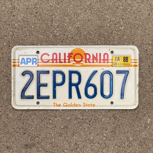 Photo of a 1983 1988 California License Plate Auto Tag Garage Decor Vintage 2 EPR 607