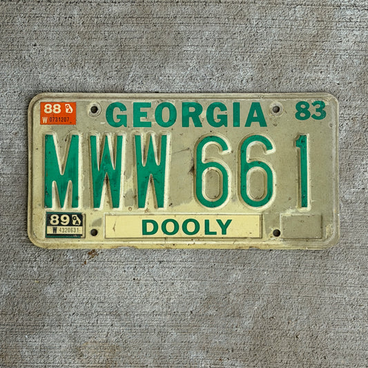 Photo of a 1983 1988 Georgia License Plate Auto Tag Garage Decor Vintage MWW 661 with original patina