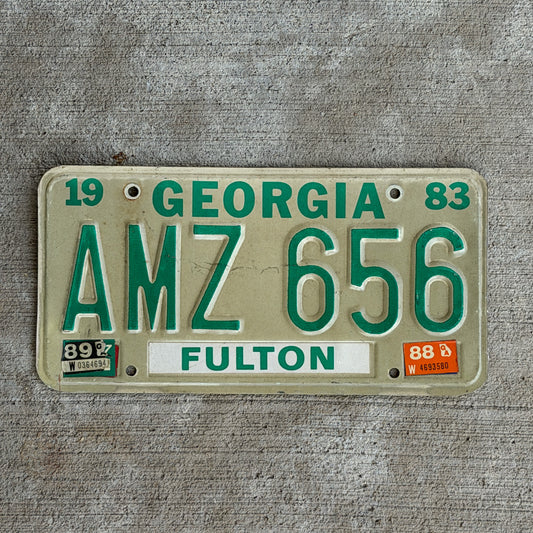 Photo of a 1983 1989 Georgia License Plate Auto Tag Garage Decor Vintage AMZ 656 with original patina