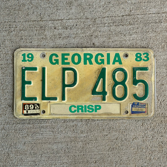 Photo of a 1983 1989 Georgia License Plate Auto Tag Garage Decor Vintage ELP 485 with original patina