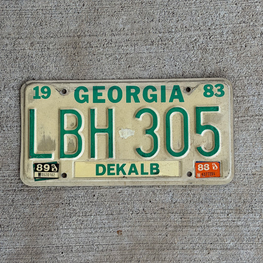 Photo of a 1983 1989 Georgia License Plate Auto Tag Garage Decor Vintage LBH 305 with original patina