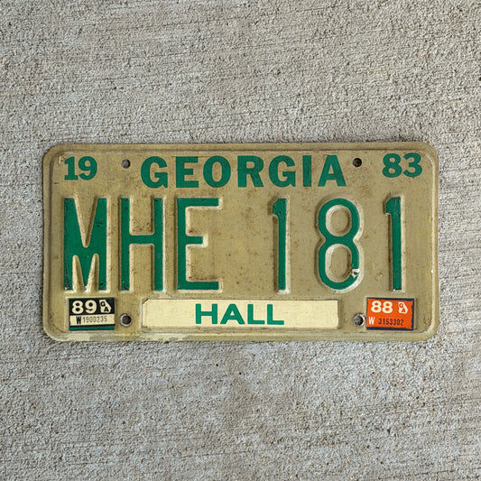Photo of a 1983 1989 Georgia License Plate Auto Tag Garage Decor Vintage MHE 181 with original patina