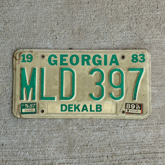 Photo of a 1983 1989 Georgia License Plate Auto Tag Garage Decor Vintage MLD 397 with original patina