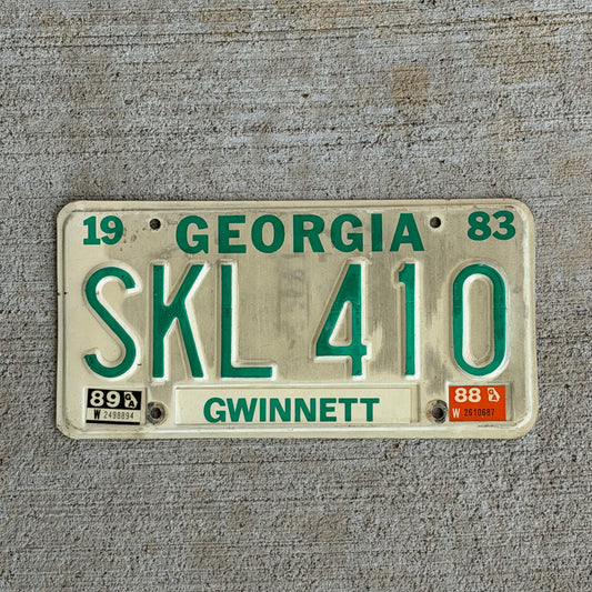 Photo of a 1983 1989 Georgia License Plate Auto Tag Garage Decor Vintage SKL 410 with original patina