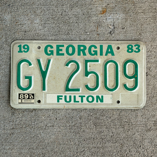 Photo of a 1983 1989 Georgia Trailer License Plate Auto Tag Garage Decor Vintage GY 2509 with original patina