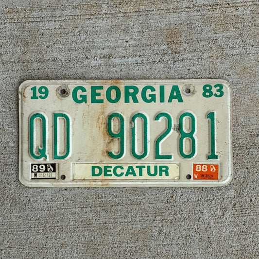 Photo of a 1983 1989 Georgia Truck License Plate Auto Tag Garage Decor Vintage QD 90281 with original patina