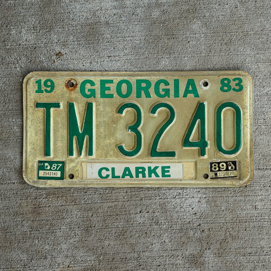 Photo of a 1983 1989 Georgia Truck License Plate Auto Tag Garage Decor Vintage TM 3240 with original patina