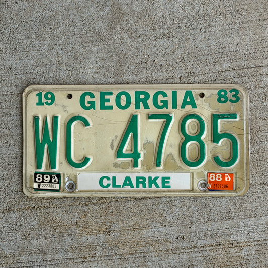 Photo of a 1983 1989 Georgia Truck License Plate Auto Tag Garage Decor Vintage WC 4785 with original patina