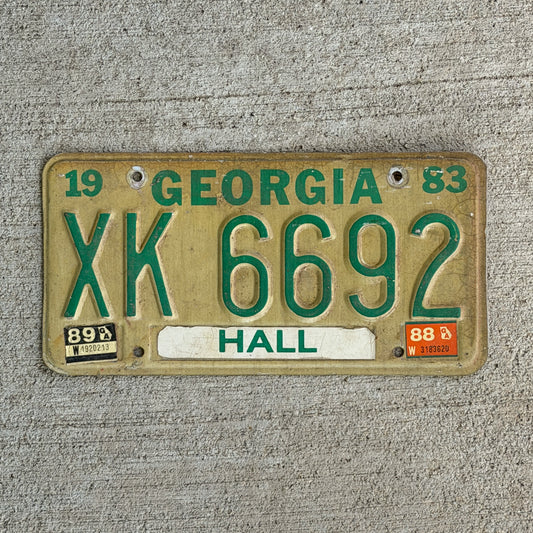 Photo of a 1983 1989 Georgia Truck License Plate Auto Tag Garage Decor Vintage XK 6692 with original patina