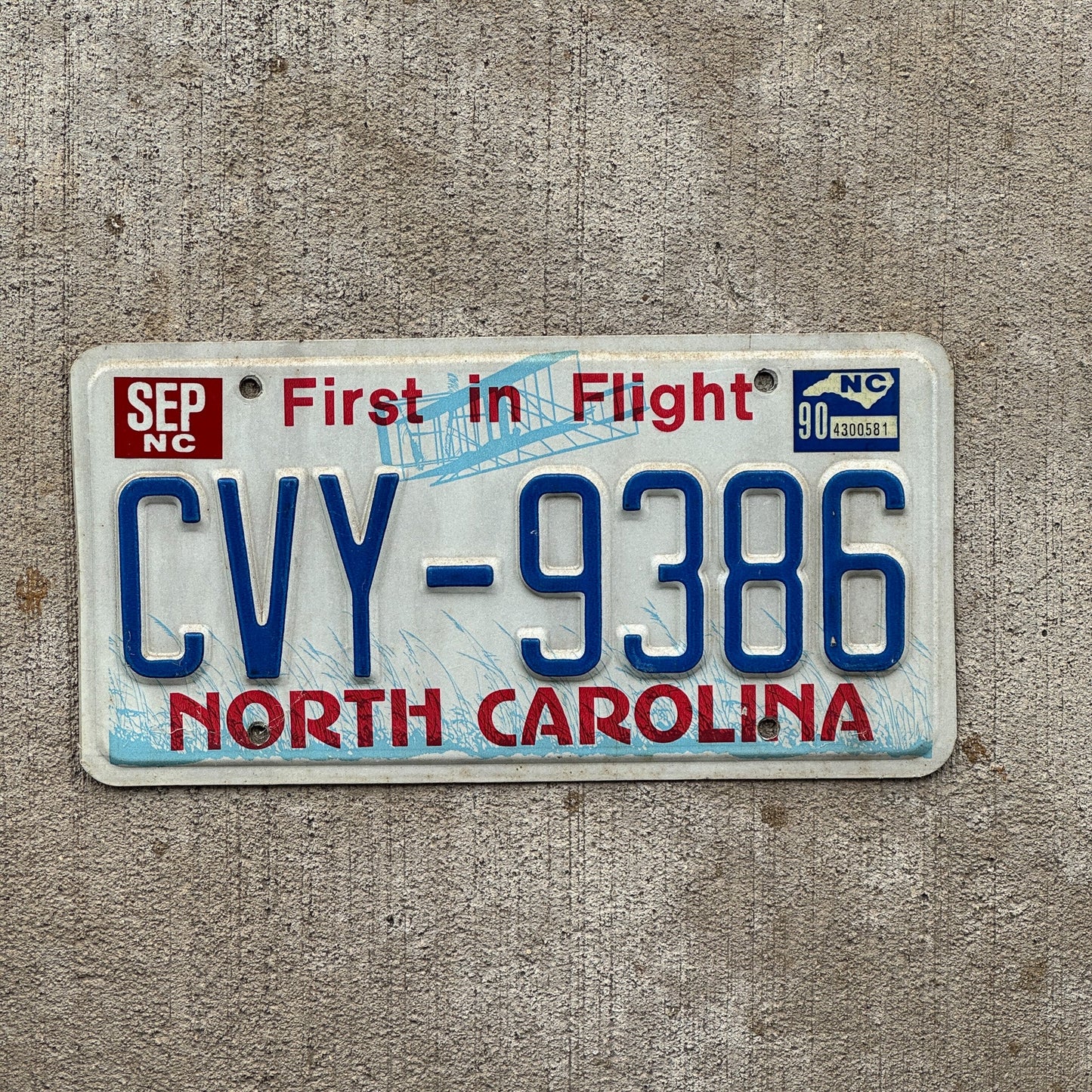 Photo of a 1983 1990 North Carolina License Plate Auto Tag Garage Decor Vintage CVY 9386