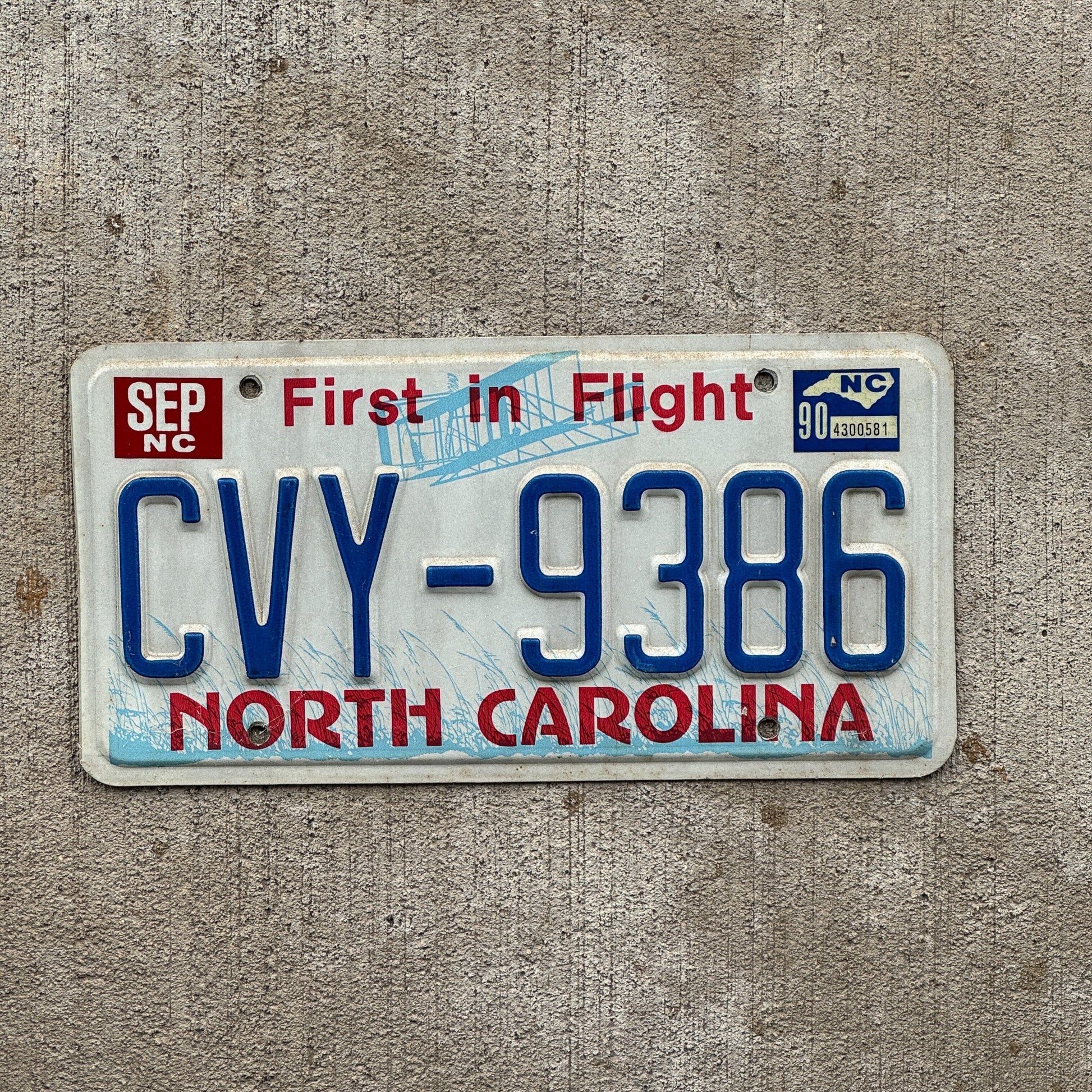 Photo of a 1983 1990 North Carolina License Plate Auto Tag Garage Decor Vintage CVY 9386
