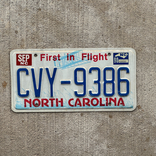 Photo of a 1983 1990 North Carolina License Plate Auto Tag Garage Decor Vintage CVY 9386