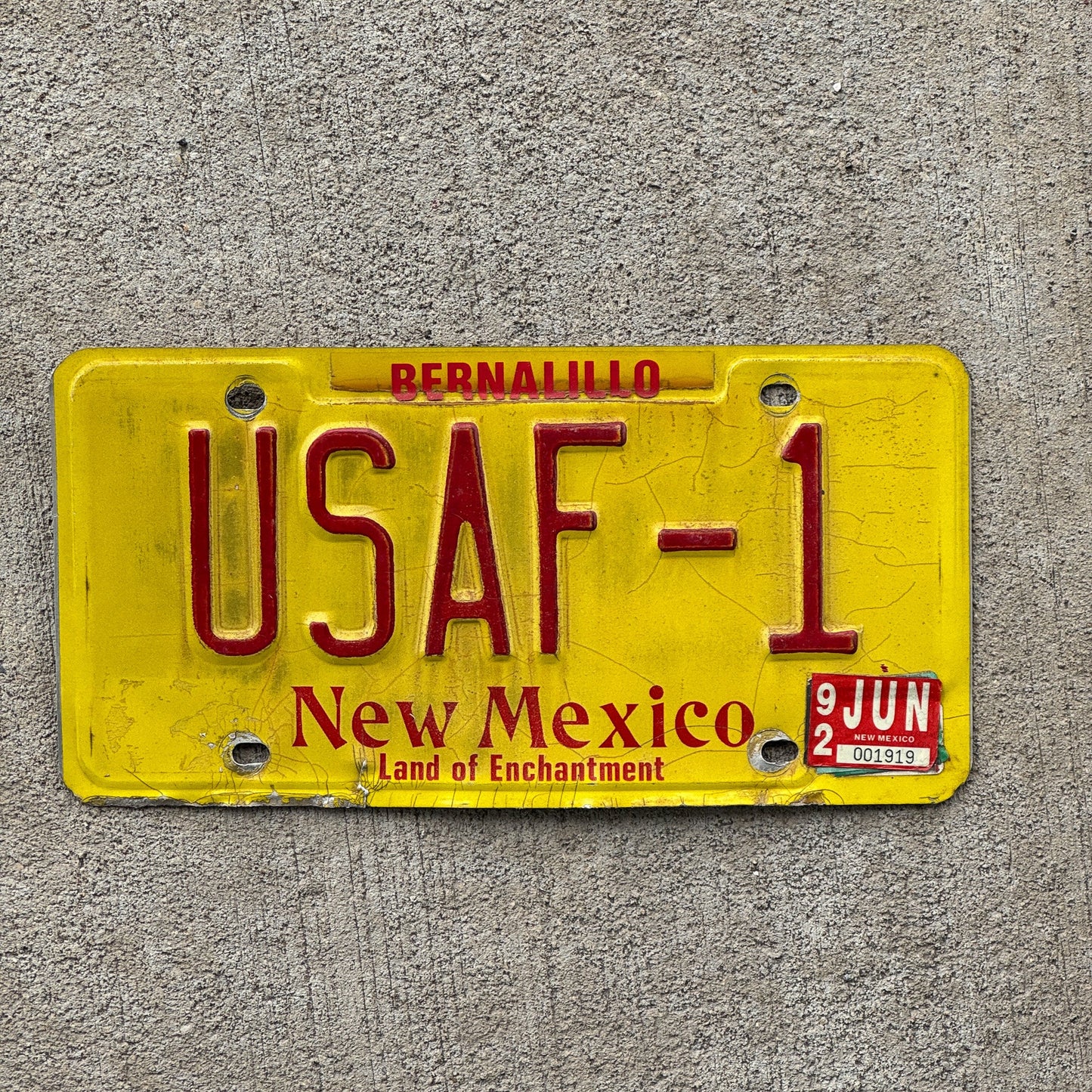 Photo of a 1983 1992 New Mexico VANITY License Plate Auto Tag Garage Decor Vintage US Air Force Military USAF 1