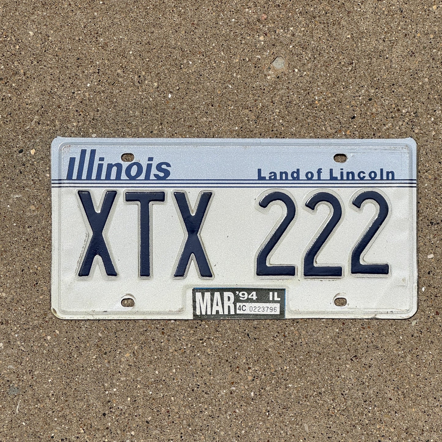 Photo of a 1983 1994 Illinois License Plate Auto Tag Garage Decor Vintage Repeat Repeating XTX 222