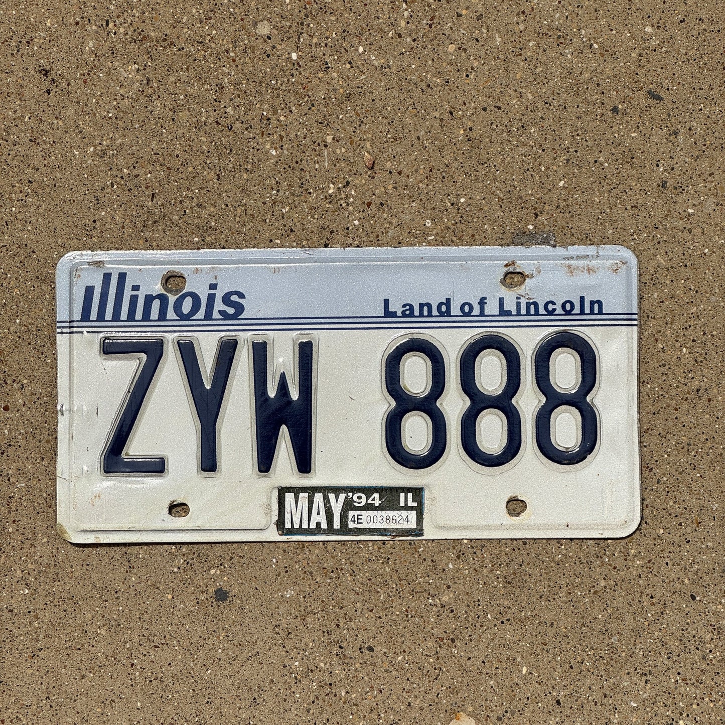 Photo of a 1983 1994 Illinois License Plate Auto Tag Garage Decor Vintage Repeat Repeating ZYW 888