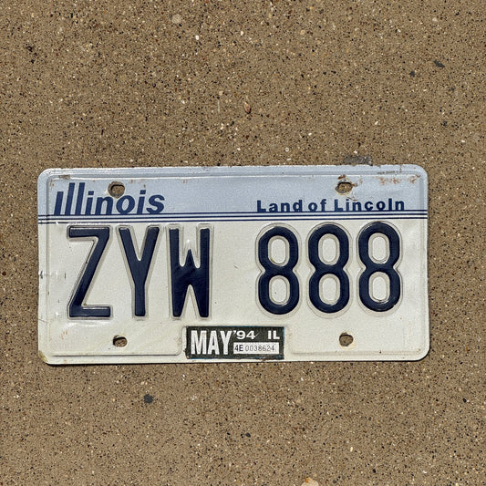 Photo of a 1983 1994 Illinois License Plate Auto Tag Garage Decor Vintage Repeat Repeating ZYW 888