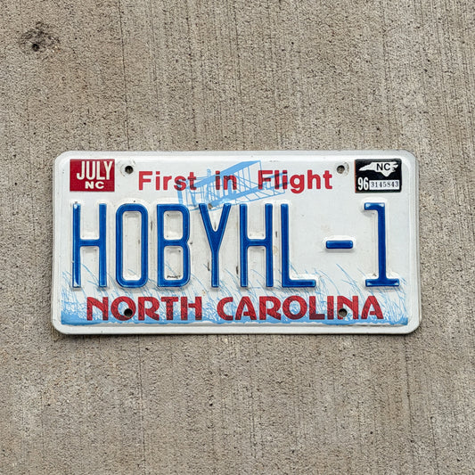 Photo of a 1983 1996 North Carolina Vanity License Plate Auto Tag Garage Decor Vintage Hobby HOBYHL 1 with original patina