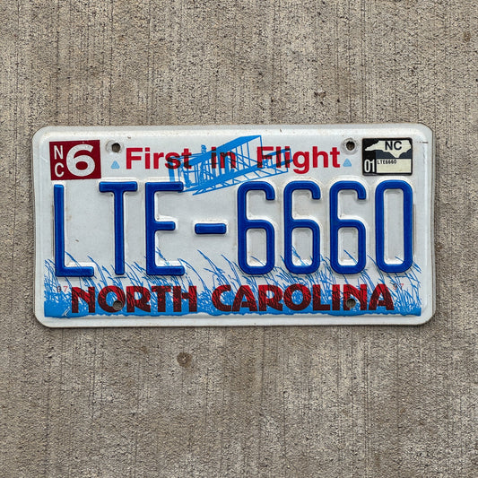 Photo of a 1983 2001 North Carolina License Plate Auto Tag Garage Decor Vintage Devil Evil 666 LTE 6660