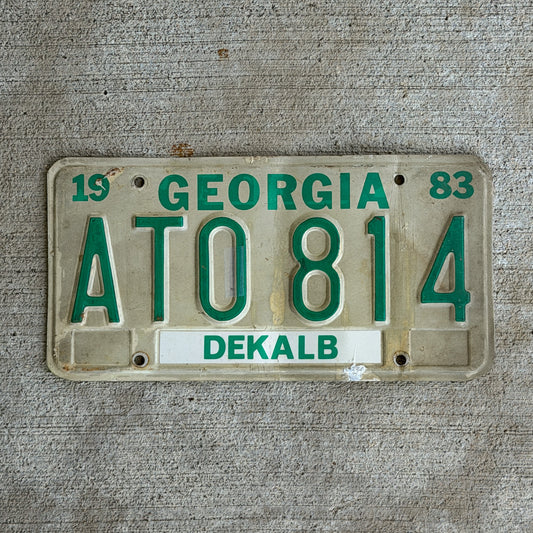 Photo of a 1983 Georgia License Plate Auto Tag Garage Decor Vintage ATO 814 with original patina