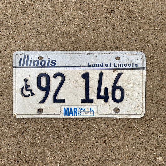 Photo of a 1983 Illinois Handicapped License Plate Auto Tag Garage Decor Vintage 92 146