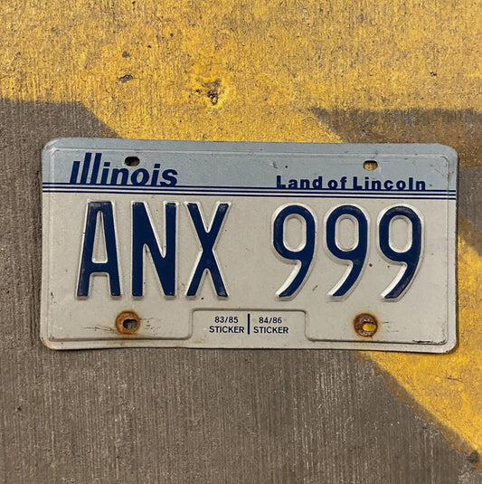 Photo of a 1983 Illinois License Plate Auto Tag 2 Garage Decor ANX 999