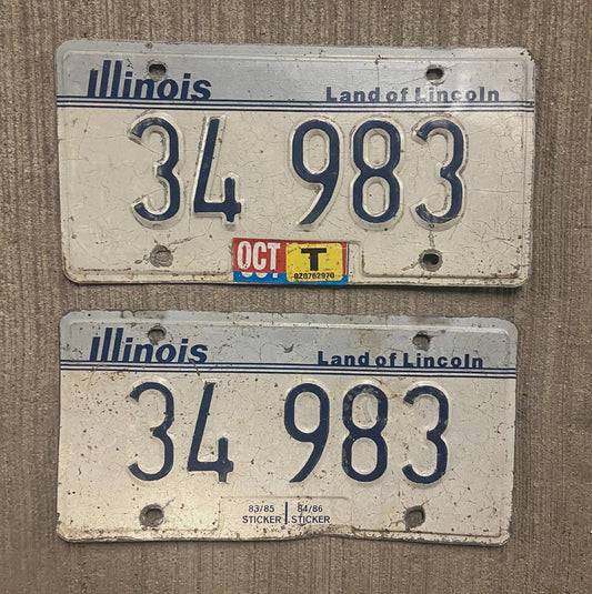 Photo of a 1983 Illinois License Plate Auto Tag Garage Decor Vintage 34 983