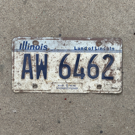 Photo of a 1983 Illinois License Plate Auto Tag Garage Decor Vintage AW 6462 with original patina