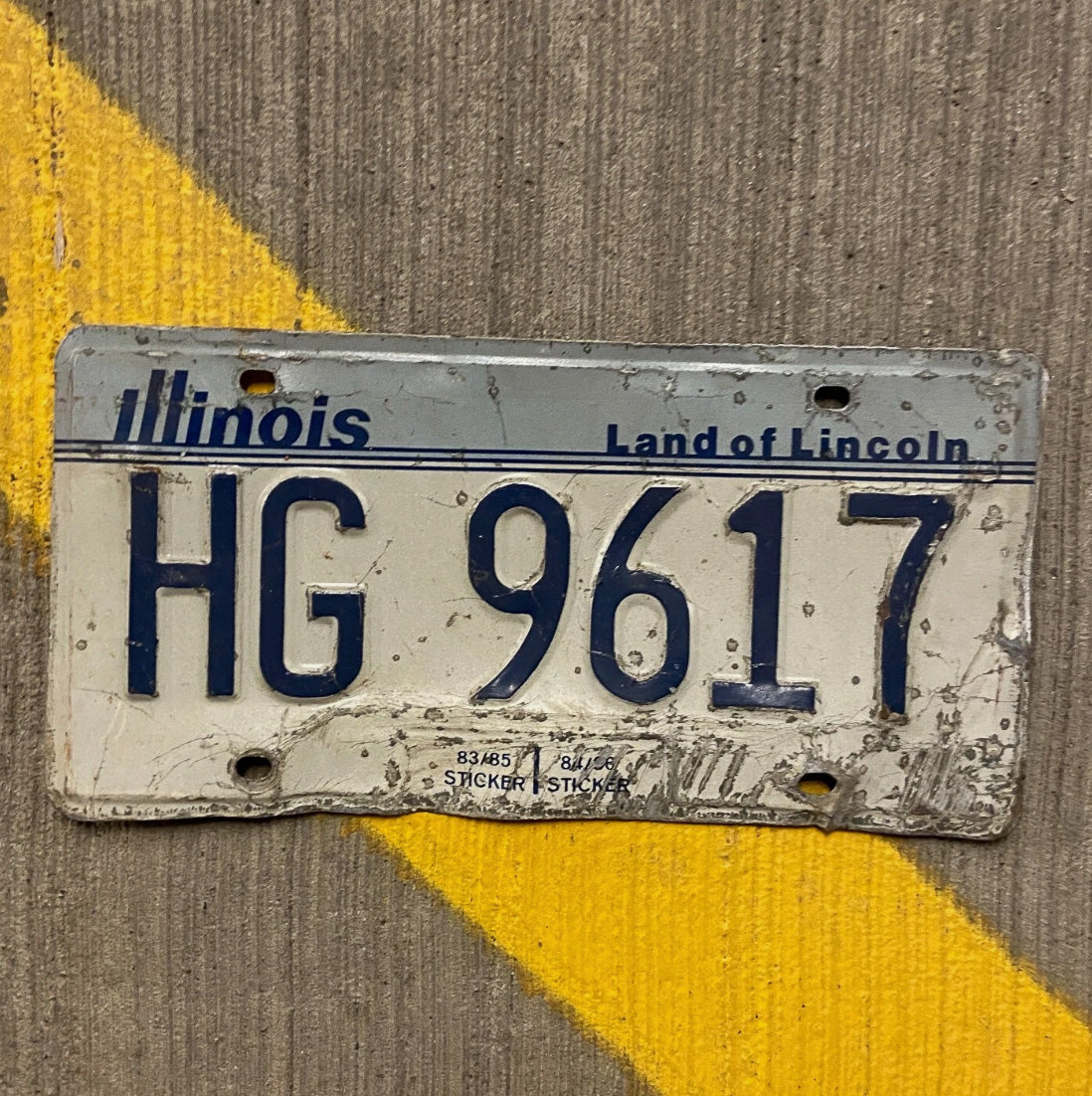 Photo of a 1983 Illinois License Plate Auto Tag Garage Decor Vintage HG 9617