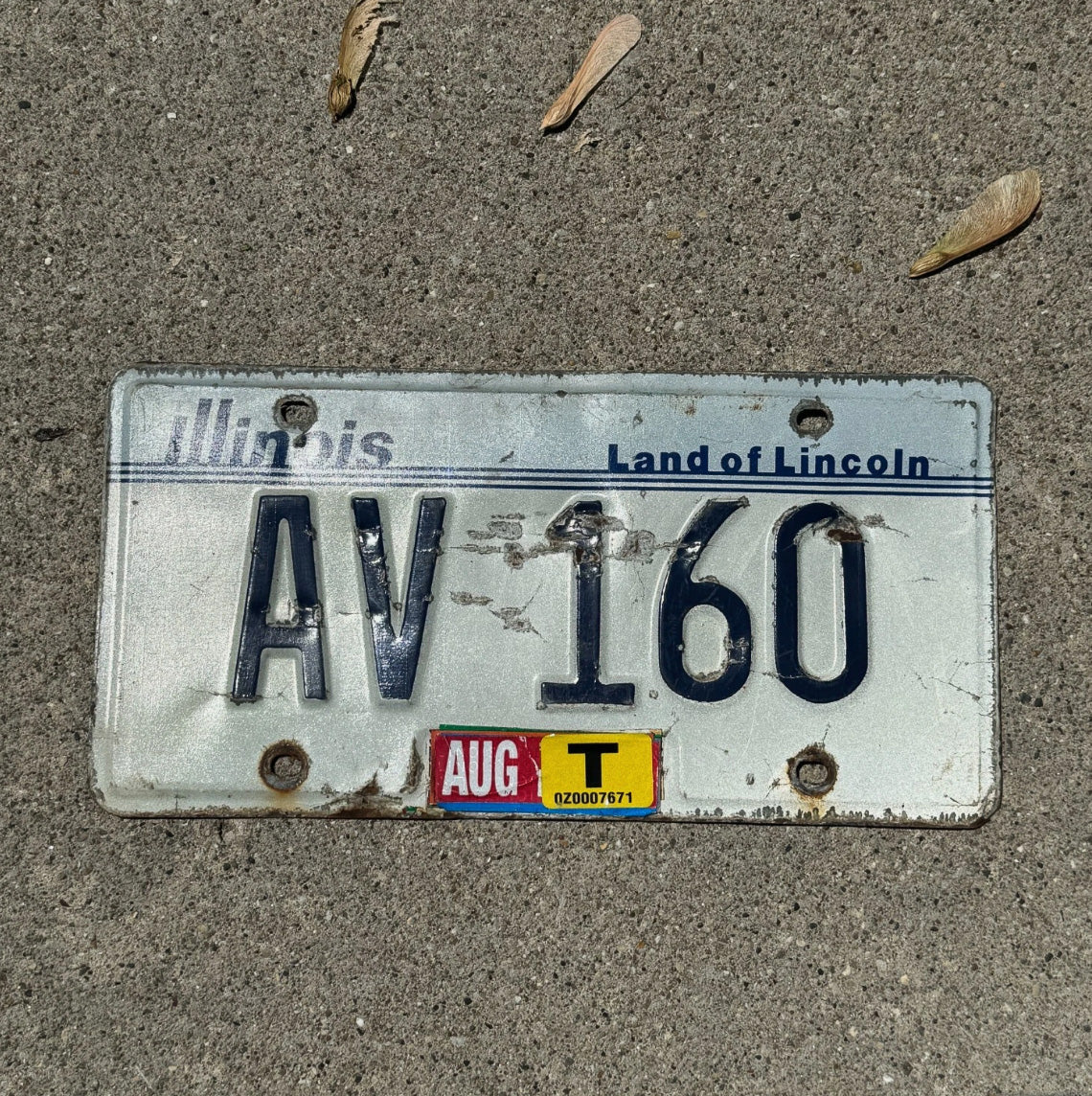 Photo of a 1983 Illinois License Plate Auto Tag Garage Decor Vintage Initials Name AV 160