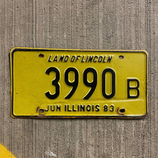 Photo of a 1983 Illinois Truck License Plate Auto Tag Garage Decor Vintage 3990 B with original patina