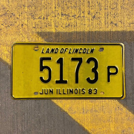 Photo of a 1983 Illinois Truck License Plate Auto Tag Garage Decor Vintage 5173 P with original patina